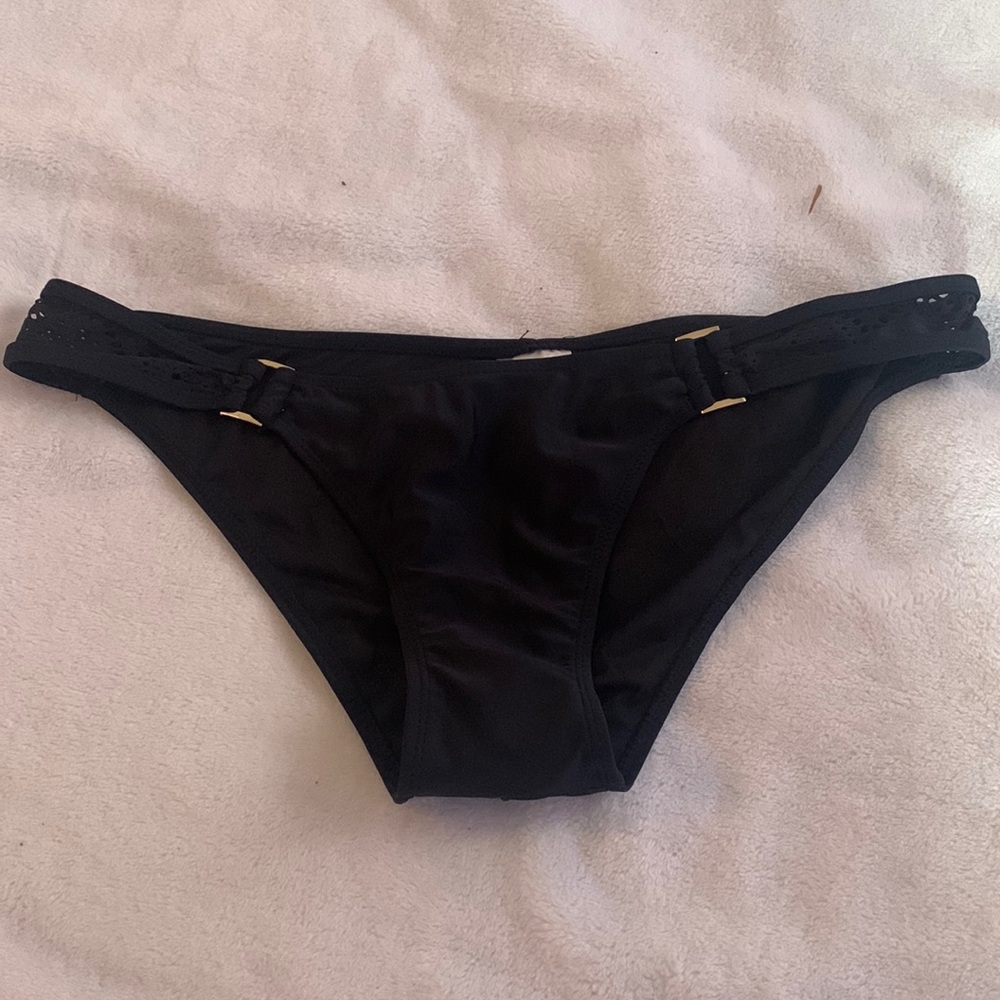 Rampage bikini bottoms sz large black with gold hardware